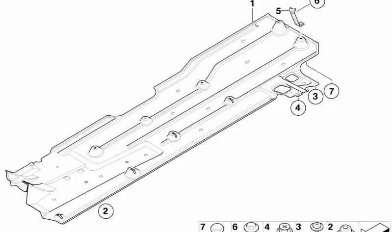 Soporte derecho para cubre bajos OEM 51752753166 para MINI R53, R55, R56, R58. Pieza original MINI.