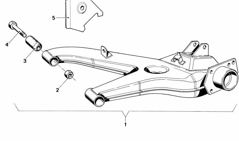 Brazo de suspensión trasero izquierdo OEM 33321119599 para BMW E21. Original BMW.