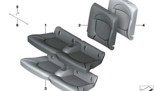 Funda respaldo tejido/cuero derecha OEM 52207394308 para MINI Cabrio F57 (11/2014 - 02/2021). Original MINI.