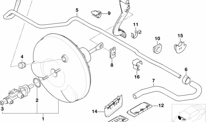 Gomme del tubo del freno OEM 3431165518 per BMW E46 {316i, 318i, 318CI} con motore M43. Compatibile con modelli con cambiamento manuale e automatico. BMW originale.