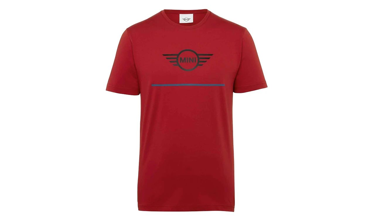 Camiseta hombre talla M color Chili Red con logo MINI Wing OEM 80145A0A574. Original MINI.
