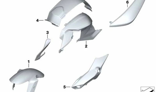 Pieza lateral trasera izquierda OEM 46628358243 para BMW Motorrad F800R (K73). Original BMW Motorrad.