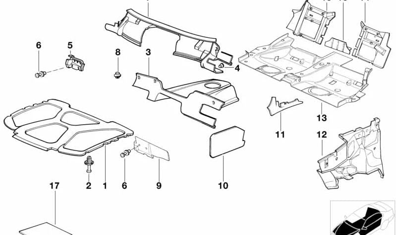 Aislante acústico lateral izquierdo OEM 51488165041 para BMW E36. Original BMW.