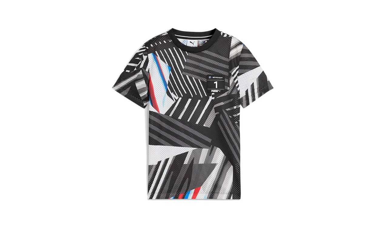 Camiseta infantil BMW M Motorsport estampado integral negra talla 140 OEM 80145B5D0D0 válido para BMW Original BMW