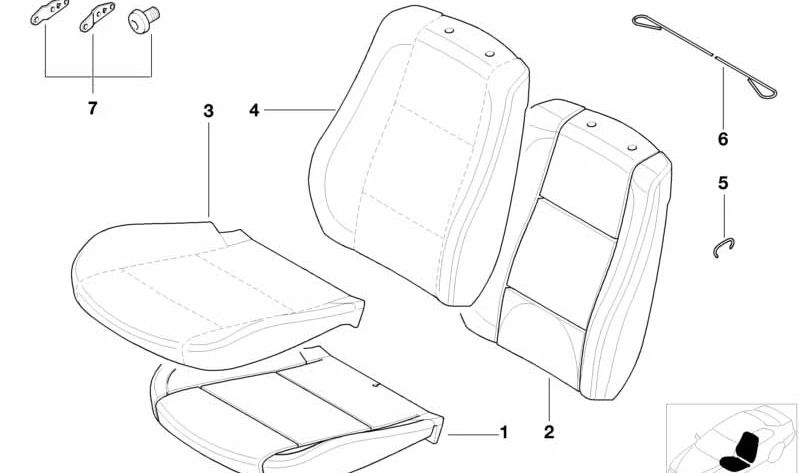 Funda de asiento en símil cuero negra OEM 52103421778 para BMW X3 E83, E83N. Original BMW.
