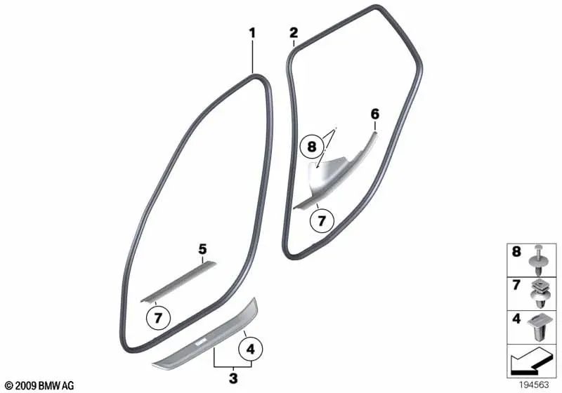 Front Left Door Sill Cover for BMW E84 (OEM 51472990503). Original BMW