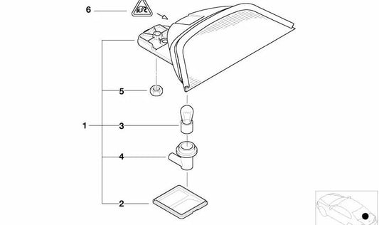 Luz de freno tercera OEM 63258386567 para BMW E39. Original BMW.