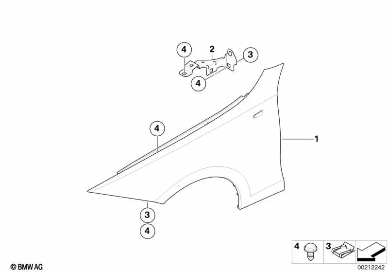Supporto parete laterale superiore destra OEM 41357144046 per BMW E81, E87, E82, E88. BMW originale.
