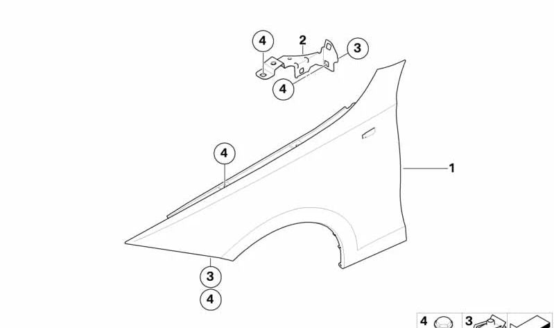 Soporte superior lateral izquierdo OEM 41357144045 para BMW E81, E82, E87, E88. Original BMW.