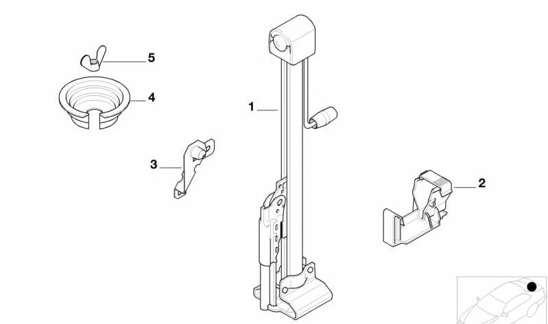 Soporte trasero para gato OEM 71121182314 para BMW Serie 7 E38 (725tds, 728i) modelos compatibles de 1995 a 2001. Original BMW.