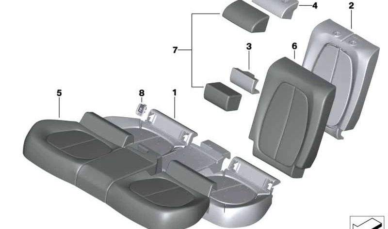 Funda de asiento base en Alcántara color antracita OEM 52208061951 para BMW F45, F48, F39. Original BMW.