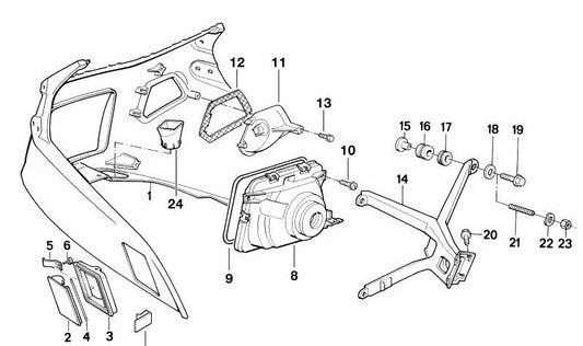 Pieza intermedia izquierda OEM 46631453523 para motos BMW Motorrad K100 LT, K100 RT. Original BMW Motorrad.