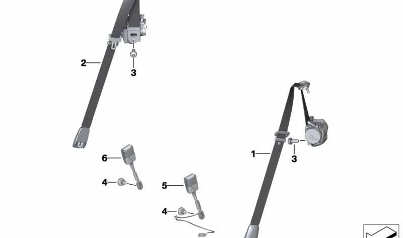 Cinturón de seguridad delantero derecho OEM 72118076546 para BMW G29. Original BMW.