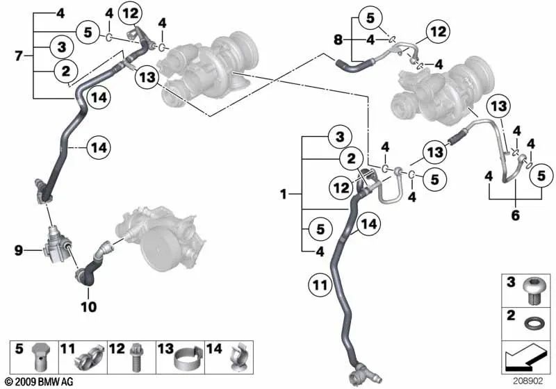 Manguera de retorno OEM 11537591223 para BMW X6 E72 Hybrid (10/2008 - 10/2011). Original BMW.