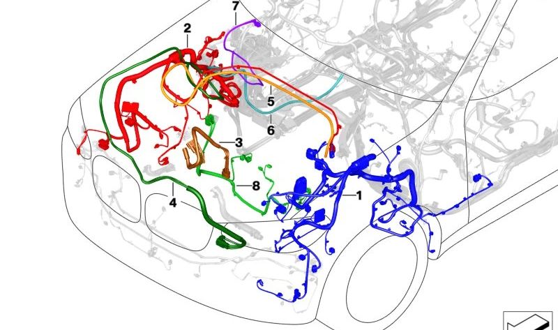 Ensemble de câbles de réparation avant droit pour BMW x3 G01 (OEM 61115A341A2). BMW d'origine.