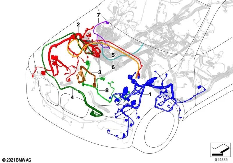 Front left repair cable set for BMW X3 G01 (OEM 61115A34198). Original BMW.