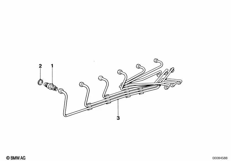 Conduite d'injection 1-6 OEM 13531304425 pour BMW M1 E26. Véritable BMW.