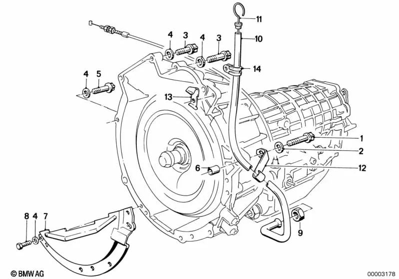 Tubuladora de aceite OEM 24101219072 para BMW 3' E30 (320i) con motor M20 y transmisión automática. Original BMW.