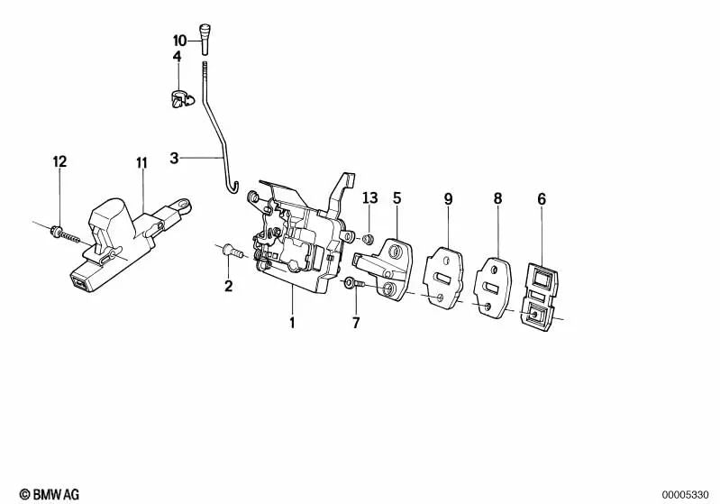 Cierre de puerta delantero derecho OEM 51218105782 para BMW Serie 7 E32. Original BMW.