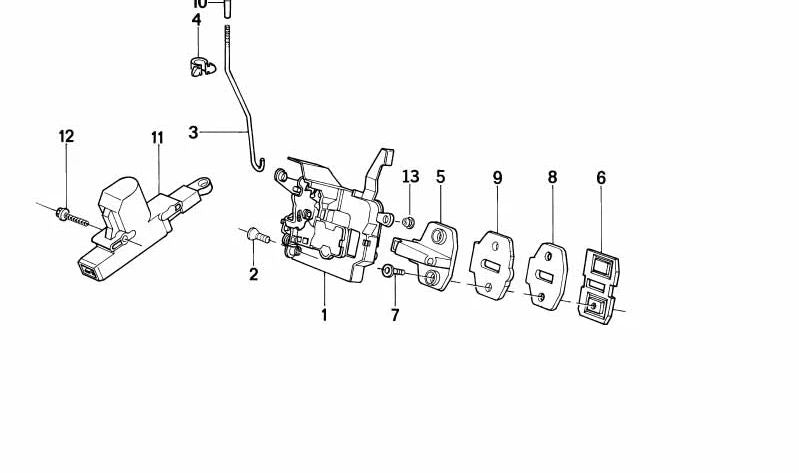 Palanca interior puerta izquierda OEM 51211908743 para BMW E32. Repuesto original BMW.