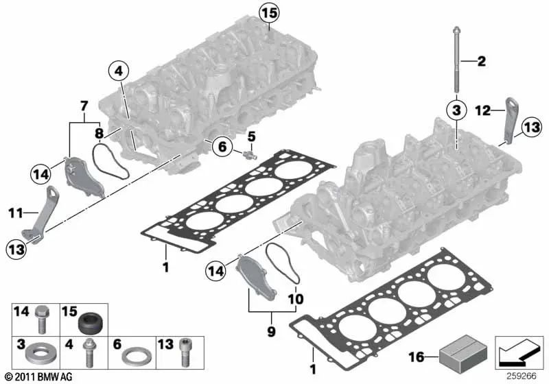 Junta de bumbum livre de amianto para BMW 5 F07 Series, F10, F11, Série 6 F06, F12, F13, 7 F01 Series, F02, F04, X5 E70, F15, X6 E71, F16 (OEM 11127567765). BMW original