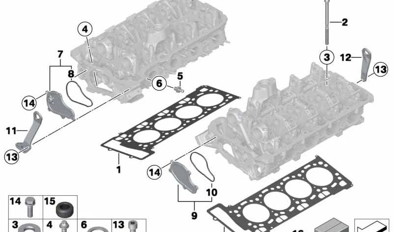 Juego de juntas de culata sin amianto OEM 11122159374 para BMW F10, F06, F12, F13, E70, E71 {todos los modelos M5 y M6 compatibles}. Original BMW.