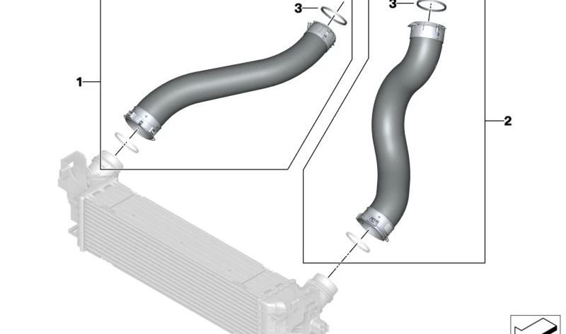 Tubo de aire del turbo (intercooler) OEM 11618513849 para BMW F20, F21, F22, F23, F30, F31, F32, F36. Original BMW.