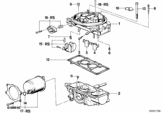 Valvola dell'aria secondaria OEM 13111289931 per BMW Serie 3 E30 (316) e Serie 5 E28 (518). BMW originale.