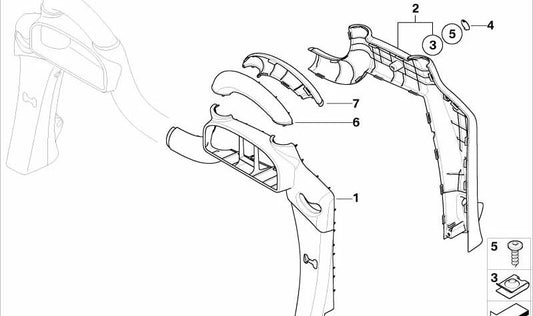Revestimiento estribo antivuelco trasero izquierdo OEM 51437123551 para MINI Cabrio R52, Cooper RF31, One RD31... y más. Original MINI.