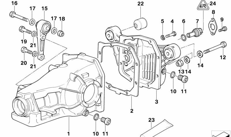Soporte trasero del diferencial OEM 33172227376 para BMW E31 850CSi {EG91, EG92, EG93}. Original BMW.