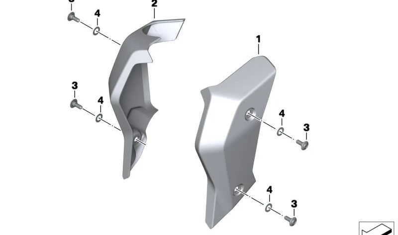 Guarnição do radiador esquerdo OEM 46638534267 para motocicletas BMW R1200R, R1250R. Originais BMW Motorrad.