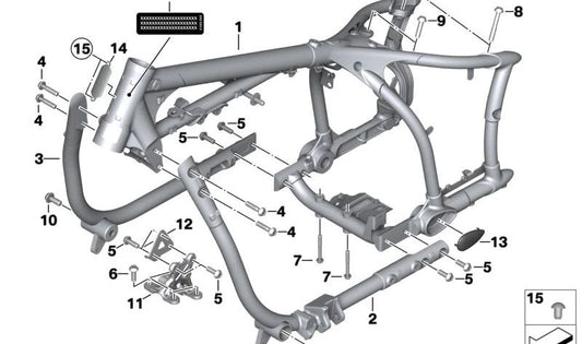 Main frame without VIN OEM 46519446336 for BMW Motorrad R18, R18 Classic, R18 Roctane. Original BMW Motorrad.
