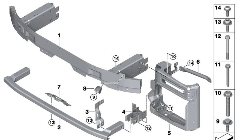 Front Support of the bumper OEM 51119853925 for BMW X7 G07 (Incl. XDrive40D, XDRive40i, XDrivem60i, Alpina XB7). Original BMW.