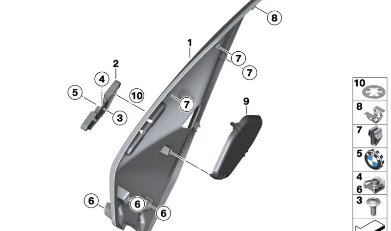 Pannello laterale sinistro OEM 46637105287 per moto BMW C400GT, C400X, C650GT... e altre. BMW Motorrad originale.