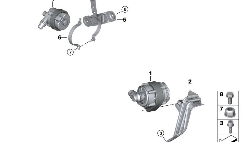 Bomba de agua eléctrica OEM 64116834917 para BMW F20, F21, F22, F23, F87, F30, F31, F34, F80, G20, F32, F33, F36, F82, F83, G30, G31, G32, G11, G12, G01, G02, i3 (I01). Original BMW.