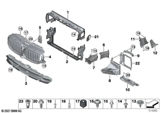 Duto de ar do freio do arco da roda direita OEM 51747365632 para BMW Série 7 G11, G12, G11 LCI, G12 LCI. BMW genuíno.