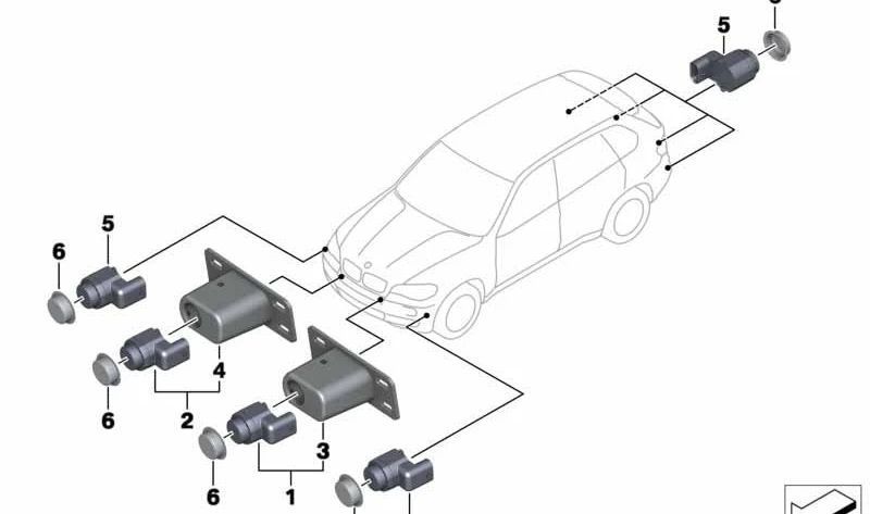 Supporto interno destro per il sensore di parcheggio (PDC) OEM 51118038272 per BMW X5 E70, E70N. BMW originale.