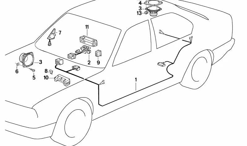 Altavoz izquierdo OEM 65131385947 para BMW E30. Original BMW.