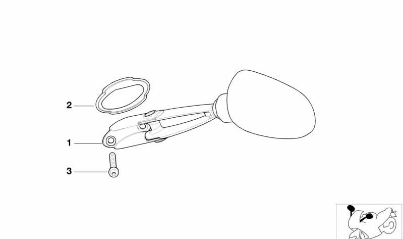 Linker Rückspiegel OEM 51162328247 für BMW R1100S, R1100RS Motorräder. Original BMW Motorrad.