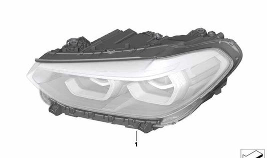 Right AHL LED headlight for BMW F97, G01, F98, G02 (OEM 63117466122). Genuine BMW