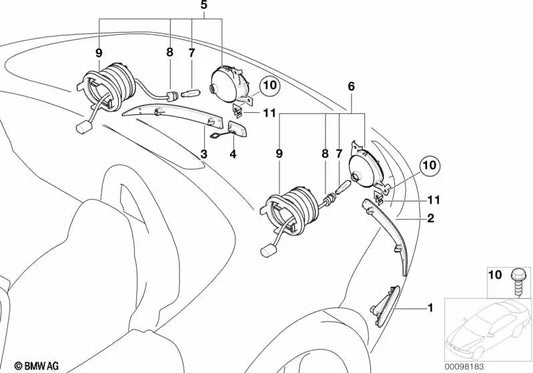 Reflectante trasero izquierdo OEM 63148380633 para BMW Z8 E52. Original BMW.