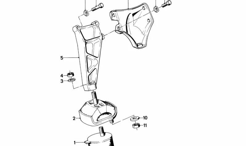 Silentblock goma motor izquierdo OEM 11811175141 para BMW E23. Soporte de motor original BMW.