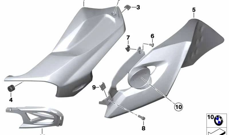 Capa direita OEM 46637713496 Para BMW Motorrad K 1200 R, K 1300 R. Original BMW Motorrad.