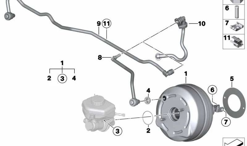 Servofreno OEM 34336851097 para BMW F20, F21, F22, F23, F30, F31, F34, F32, F33, F36. Original BMW.