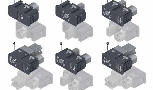 Conexión USB/AV-IN OEM 84109264966 para MINI R56 LCI, Clubman R55 LCI, Cabrio R57 LCI, Coupé R58, Roadster R59, Countryman R60, Paceman R61. Original MINI.