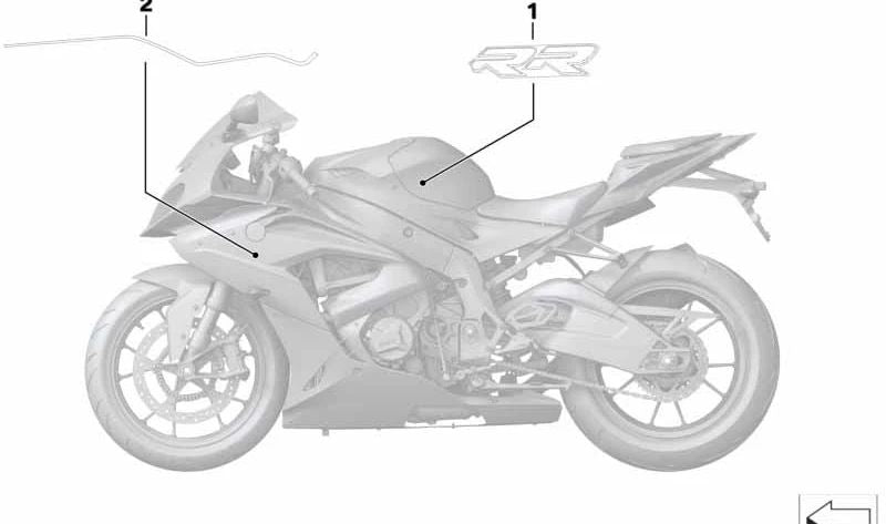 Inscripción depósito combustible izquierda OEM 51148551917 para BMW S 1000 RR (K46). Original BMW Motorrad.