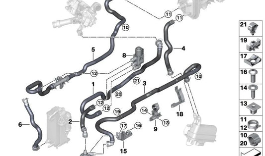 Clip de piña de abeto para BMW Serie 5 G30N, G31N, G38N (OEM 64219459175). Original BMW