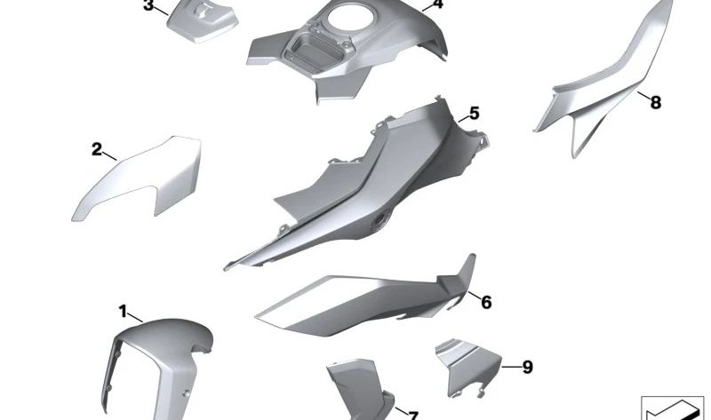 Pieza lateral trasera izquierda sin pintar OEM 46628404425 para motos BMW S 1000 XR (K69) 2018-2023. Original BMW Motorrad.
