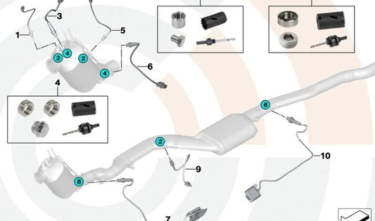 Sonda lambda OEM 13628515640 para BMW F30, F31, F07, F10, F11, F25. Sensor de gases del escape. Original BMW.