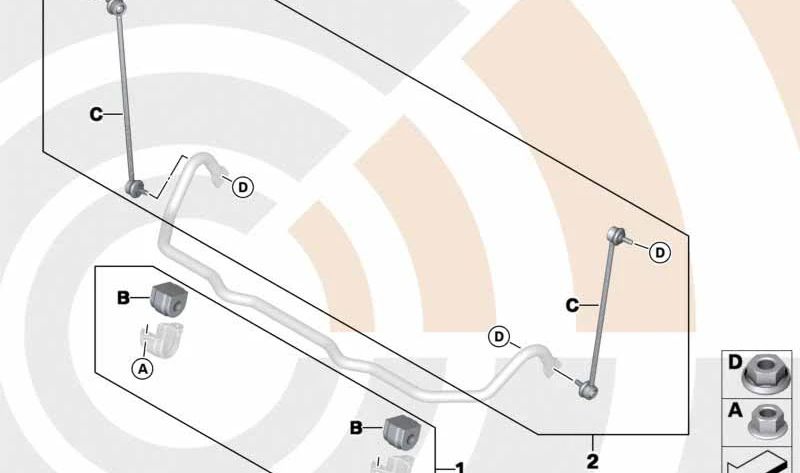 Silentblock Kit Estabilizador OEM 31352347943 Para BMW E60, E61 (525D XDRIVE, 525I XDRIVE, 530D XDRIVE). Compatível com versões manuais e automáticas. BMW original.